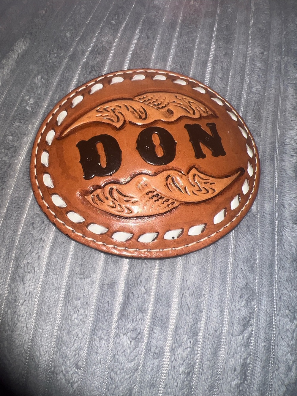 Personalized Don Leather Belt Buckle - Brown